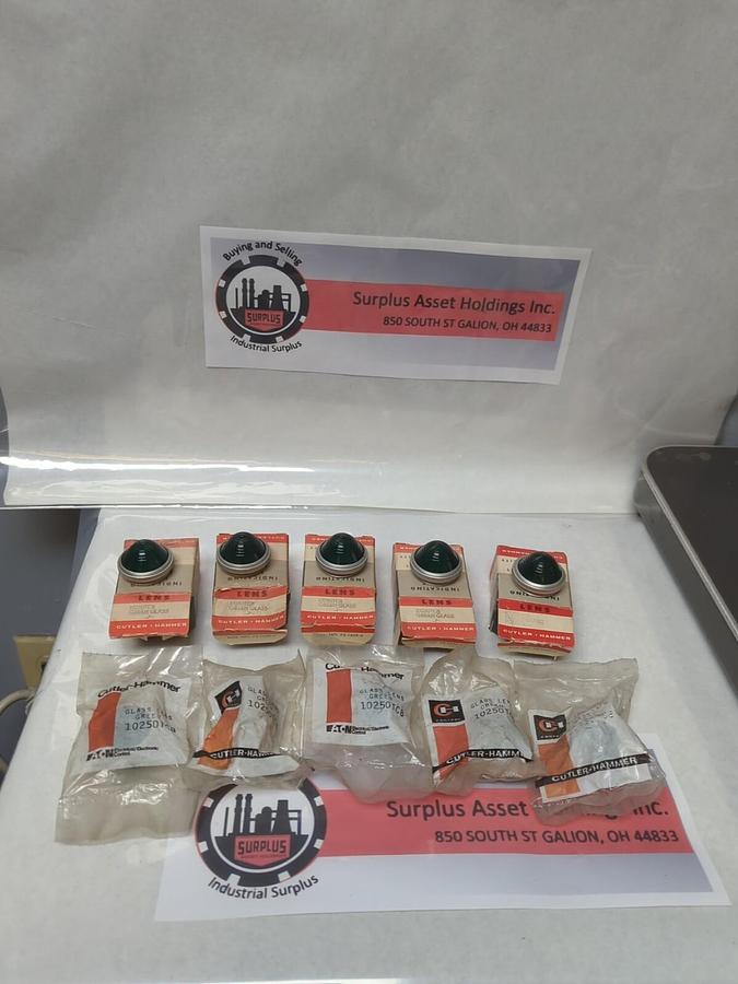 CUTLER-HAMMER,10250TC8,GREEN GLASS LENS LOT OF 10 NOS