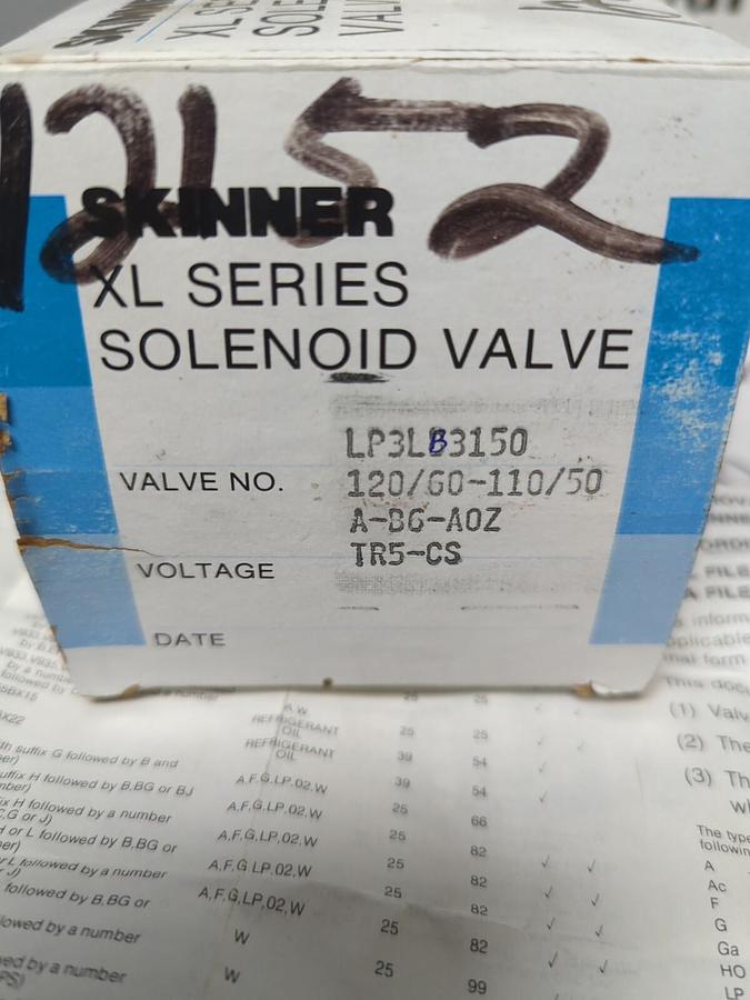 SKINNER,LP3LB3150,3-WAY SOLENOID VALVE 3/8 INCH NPT 120V 10-150 NOS
