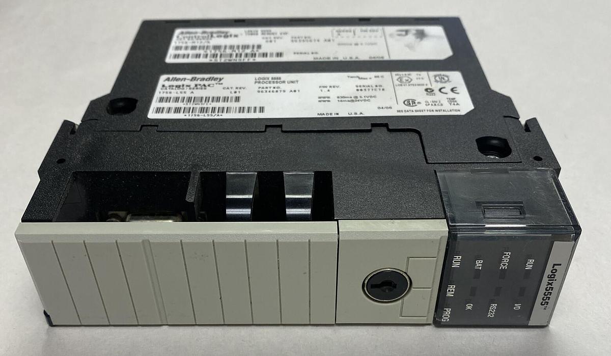 Used ALLEN BRADLEY,1756-L55,SER A PROCESSOR MODULE W/ 1756-M12/A MEMORY