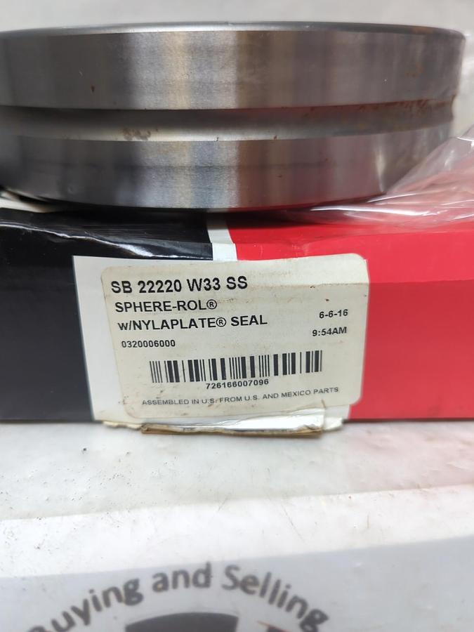 MCGILL,SB 22220 W33 SS,SPHER-ROL W/NYLAPLATE SEAL BEARING NOS