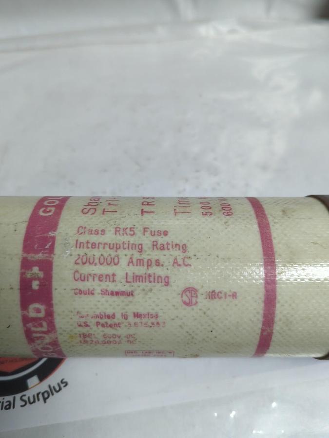 Used GOULD SHAWMUT,TRS500R,TRI-ONIC TIME-DELAY 500 AMP FUSE PRE-OWNED