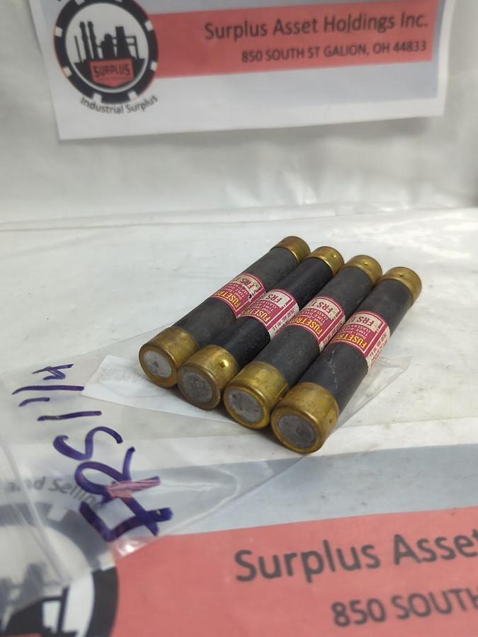 Used COOPER BUSSMANN,FRS-1-1/4,FUSETRON 1-1/4 AMP FUSE LOT OF 4 PRE-OWNED