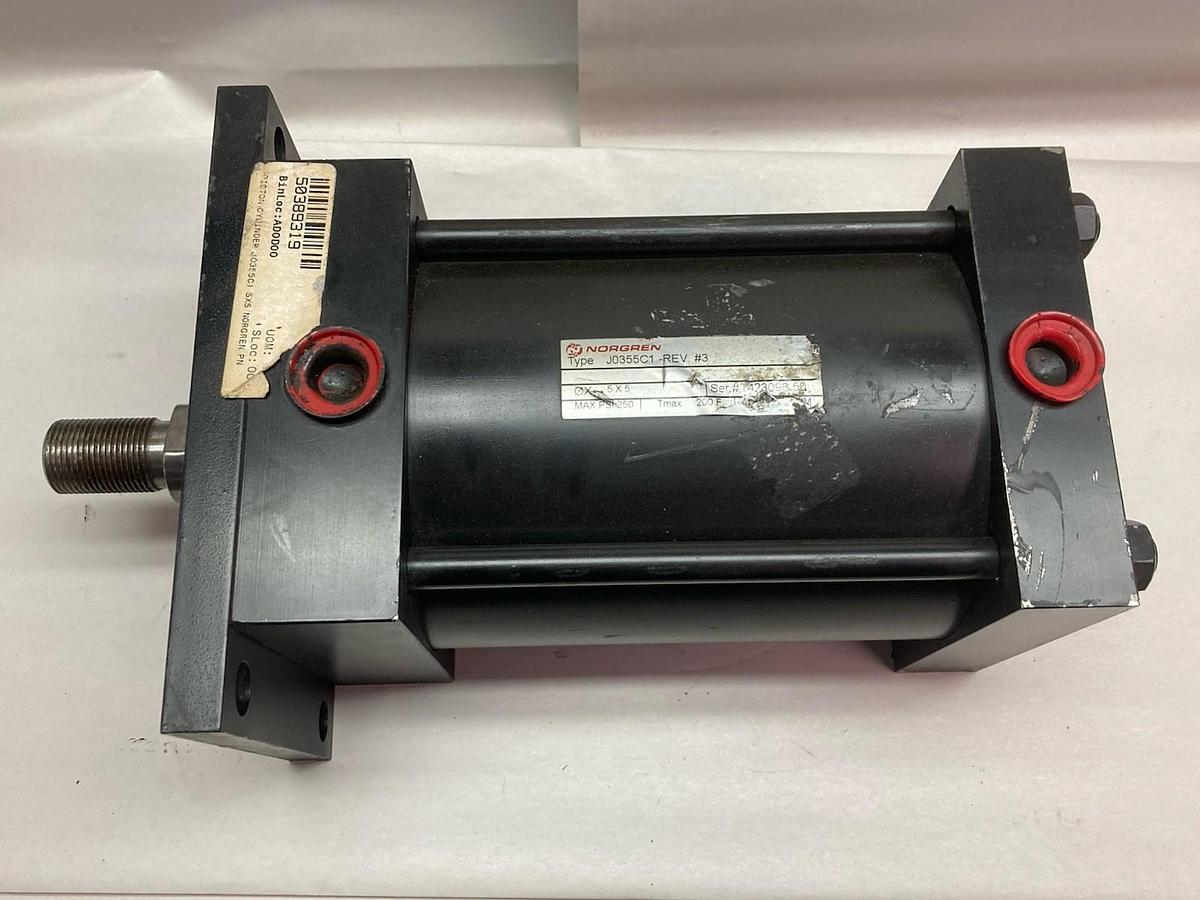 Used Norgren,Type J0355C1,Pneumatic Cylinder Rev #3 250PSI