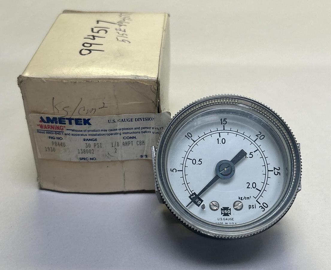 AMETEK,P844U,PRESSURE GAUGE 0-30 PSI 1/8INCH NOS