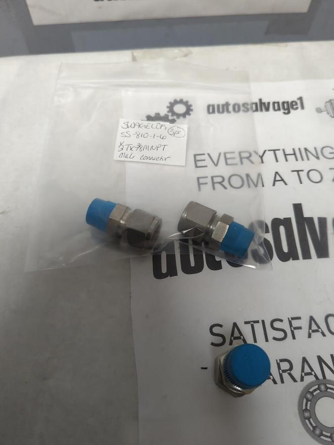 SWAGELOK,SS-810-1-6,MALE CONNECTOR 1/2TX3/8MNPT LOT OF 3 NOS