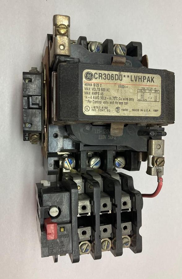 Used General Electric,CR306D0-LVHPAK,Size 2 Magnetic Contactor 600Vac 45A