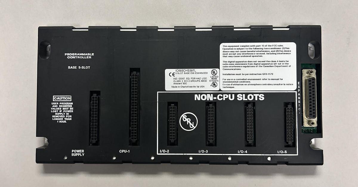 Used GE FANUC,IC693CHS397L,5 SLOT BASE