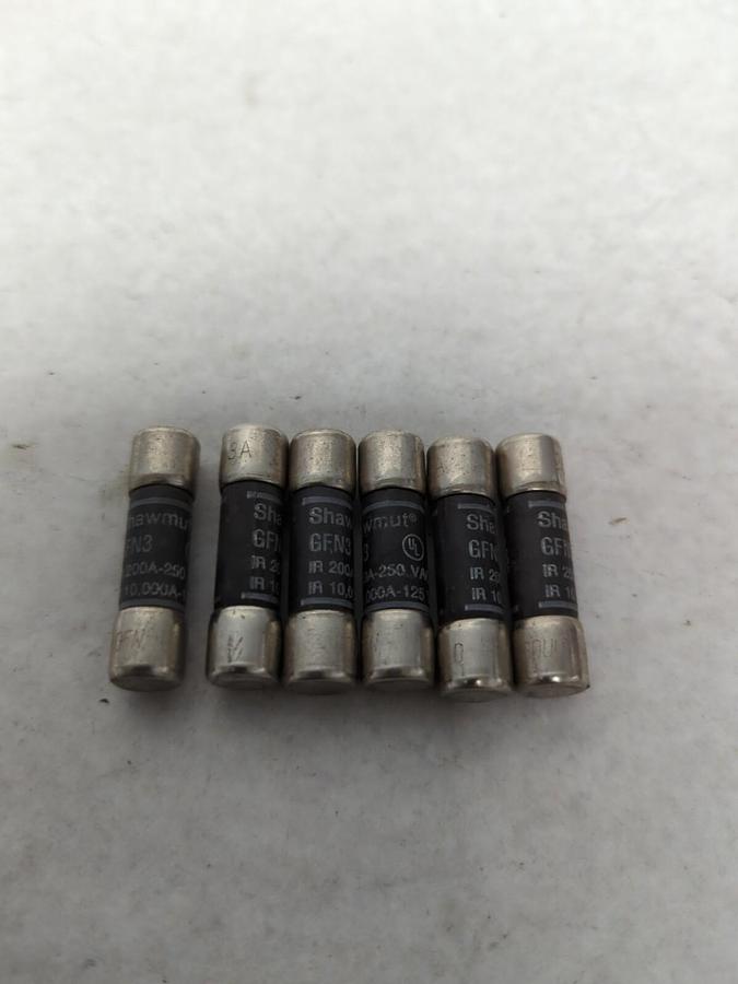 Used SHAWMUT,GFN3,FUSE 200 AMP LOT OF 6 PRE-OWNED