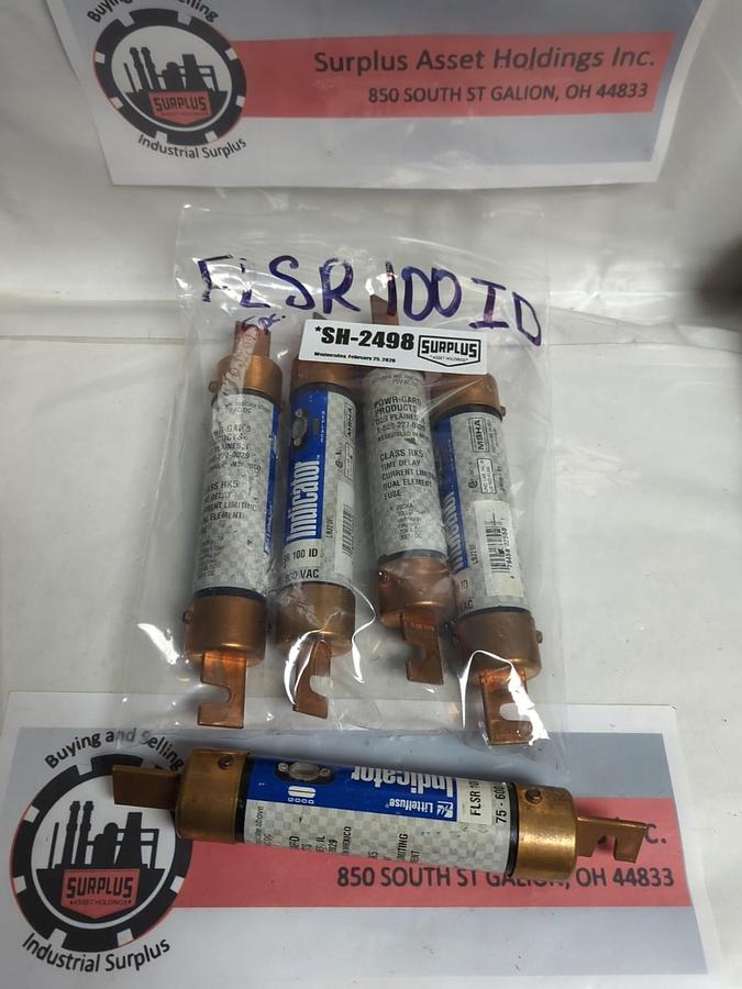 Used LITTELFUSE,FLSR100ID,INDICATOR 100 AMP FUSE LOTOF 5 PRE-OWNED