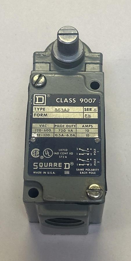 Used SQUARE D,9007B63A2,LIMIT SWITCH