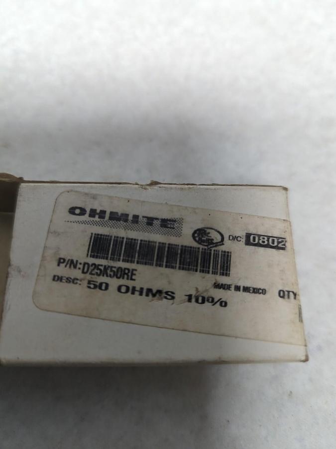 OHMITE,D25K50RE,RESISTOR 50 OHMS 10% NOS