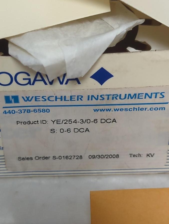 YOKOGAWA,YE/254-3,PANEL METER 0-6 DCA NOS