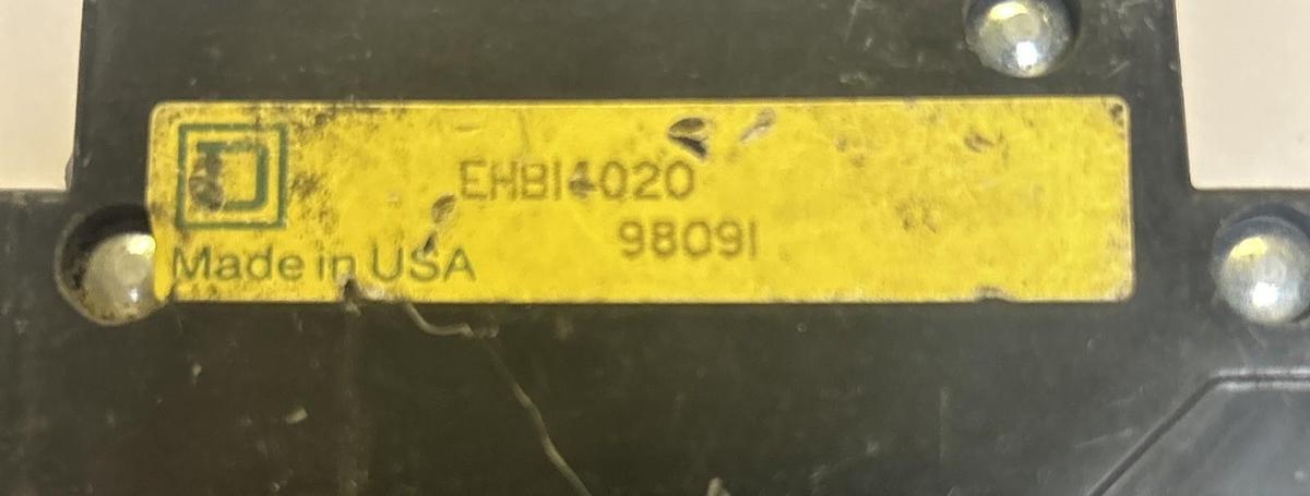 Used SQUARE D,EHB14020,CIRCUIT BREAKER 20A 277V 1P LOT OF 2
