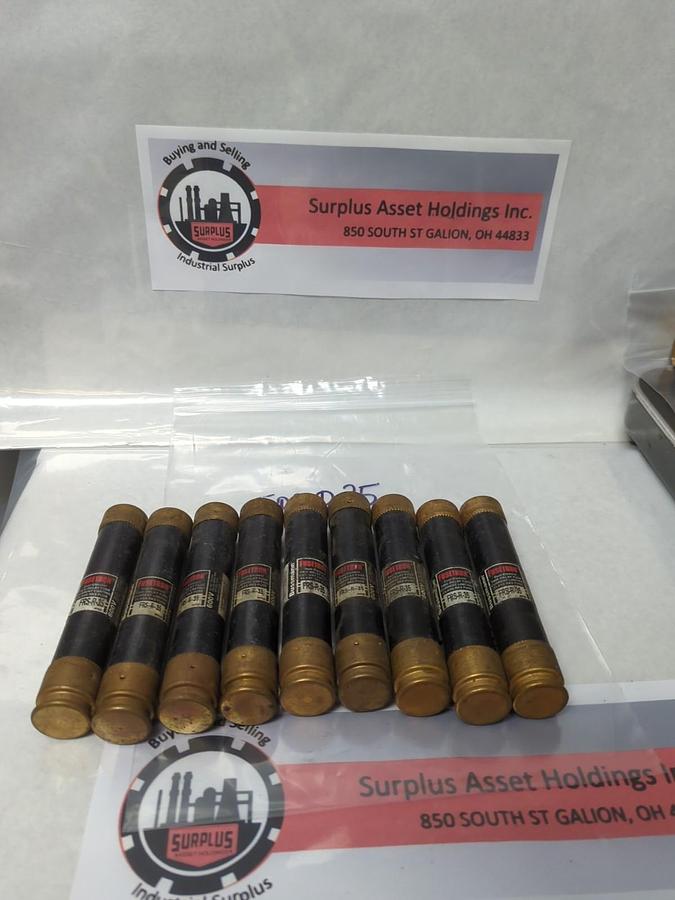 Used COOPER BUSSMANN,FRS-R-35,FUSETRON 35 AMP FUSE LOT OF 9 PRE-OWNED