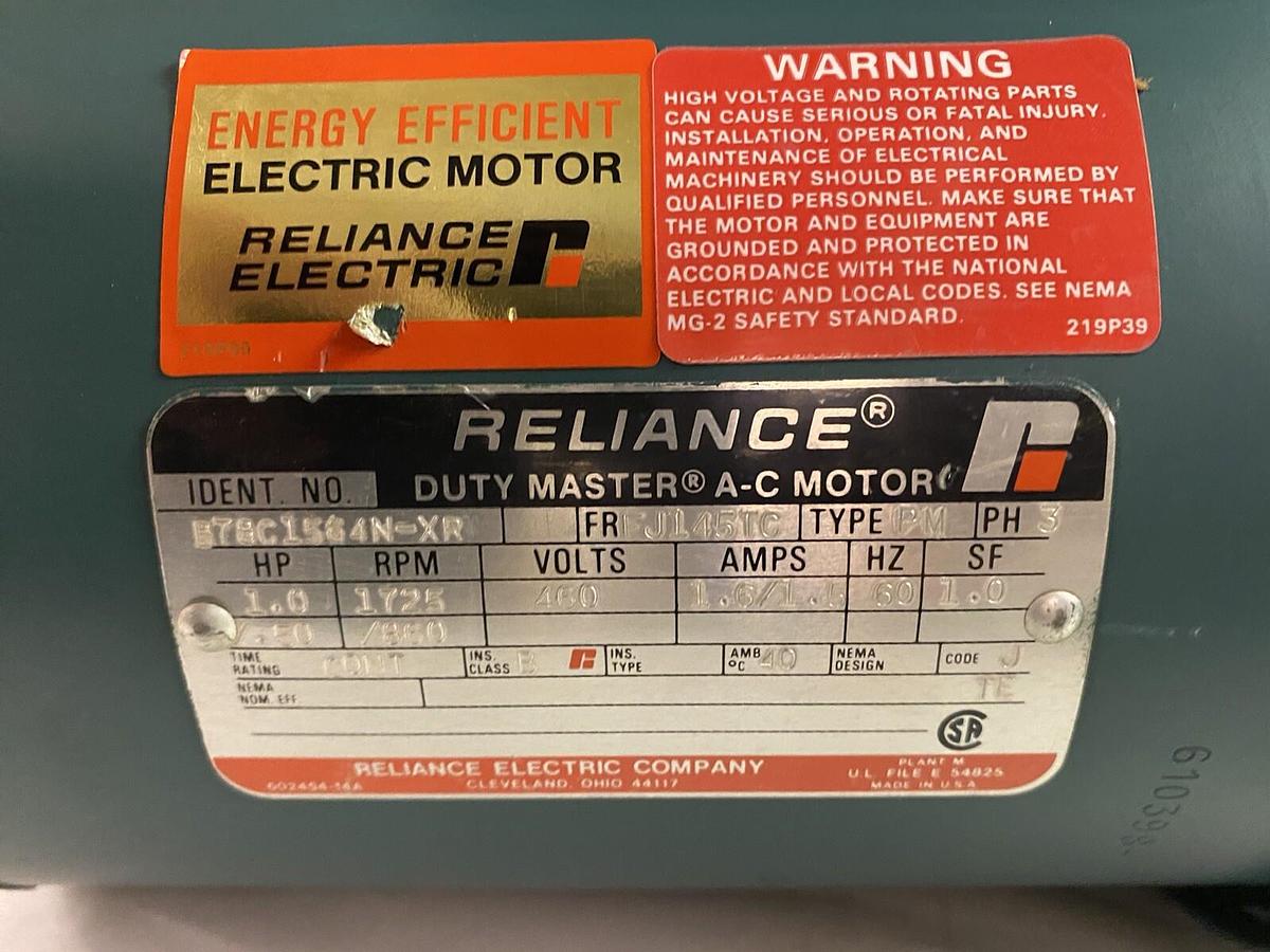 RELIANCE,B78C1564N,MOTOR 1HP 1725RPM 460V 3PH FJ145TC