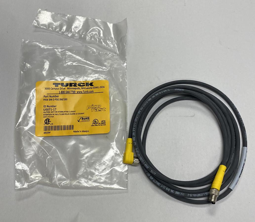 TURCK,PKW 3M-2-PSG 3M/S90,PICOFAST MOLDED CORDSET NOS