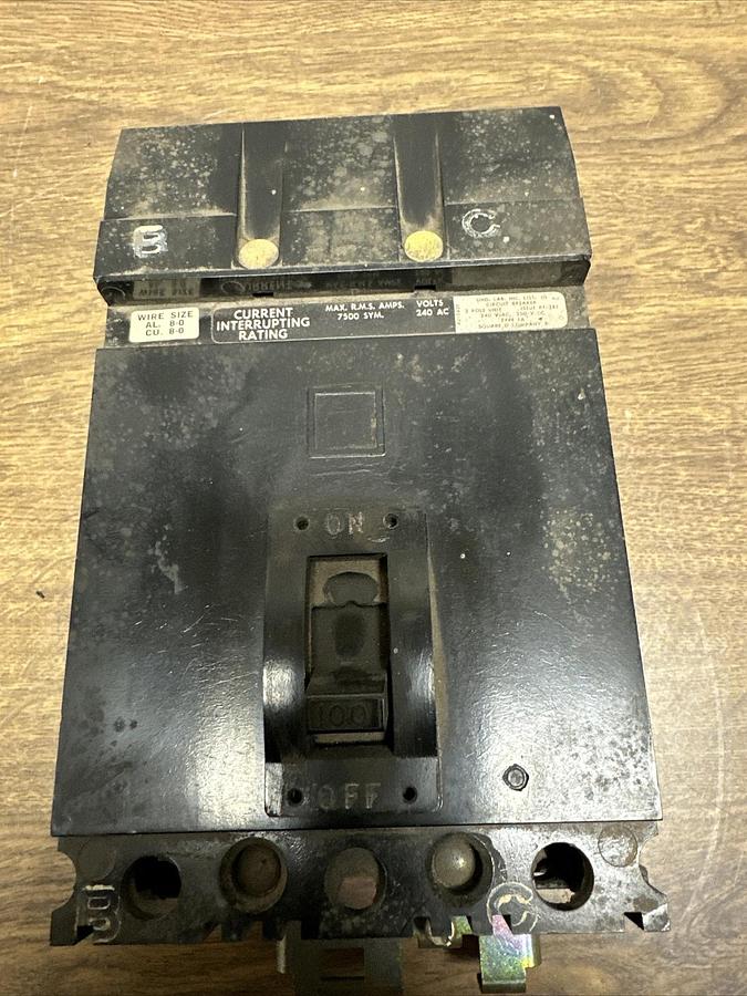 Used Square D,FA22100BC,100A 2 Pole 240V I Line Circuit Breaker