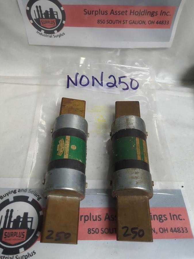 Used COOPER BUSSMANN,NON 250,ONE-TIME FUSE 250 AMP LOT OF 2 PRE-OWNED