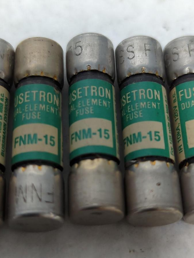 COOPER BUSSMANN,FNM-15,FUSETRON 15 AMP FUSE LOT OF 10 NOS