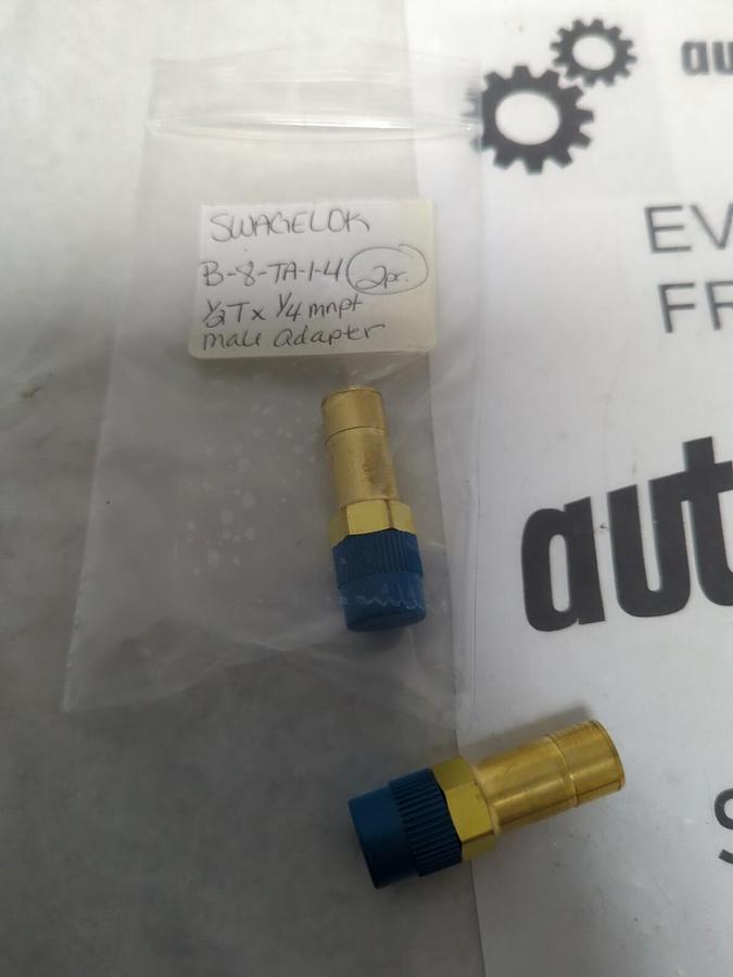 SWAGELOK,B-8-TA-1-4,1/2T X 1/4MNPT MALE ADAPTER LOT OF 2 NOS
