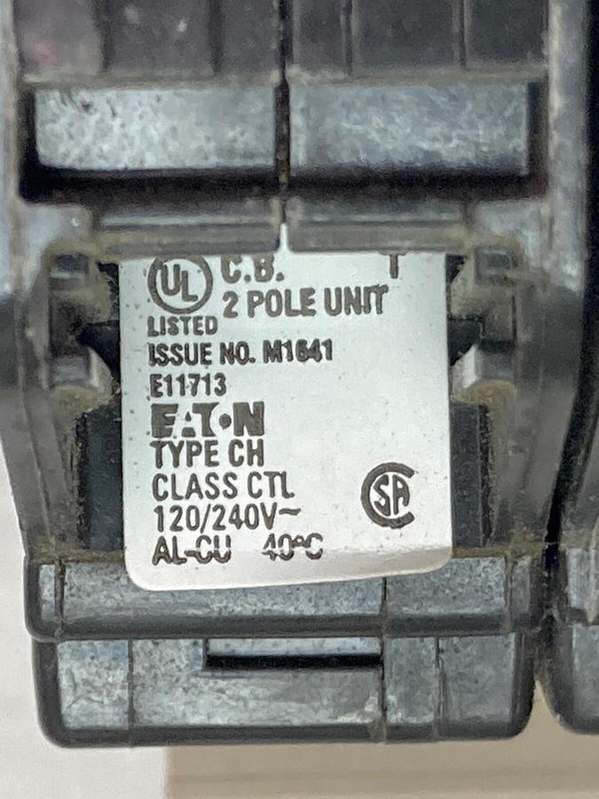 Used Eaton,Type CH,2-Pole Circuit Breakers 120/240V LOT OF 2
