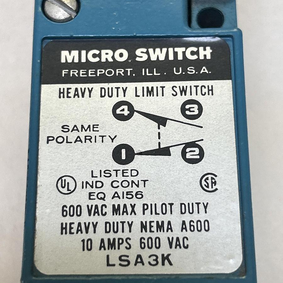 Used HONEYWELL,LSA3K,MICRO SWITCH LIMIT SWITCH