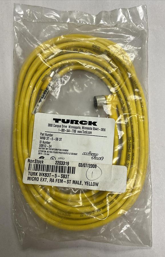 TURCK,WKB 3T-5-SB 3T,MICROFAST CORDSETS NOS