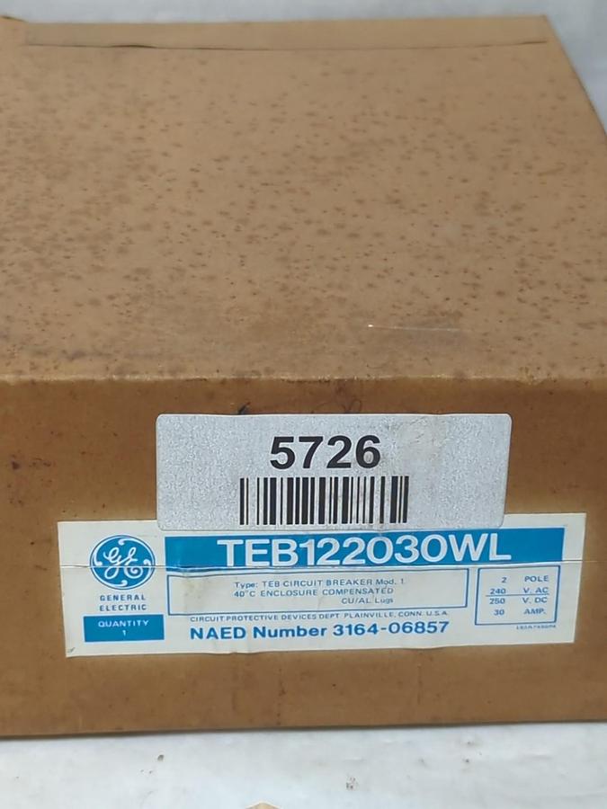 GENERAL ELECTRIC,TEB122030WL,CIRCUIT BREAKER 2-POLE 30 AMP NOS