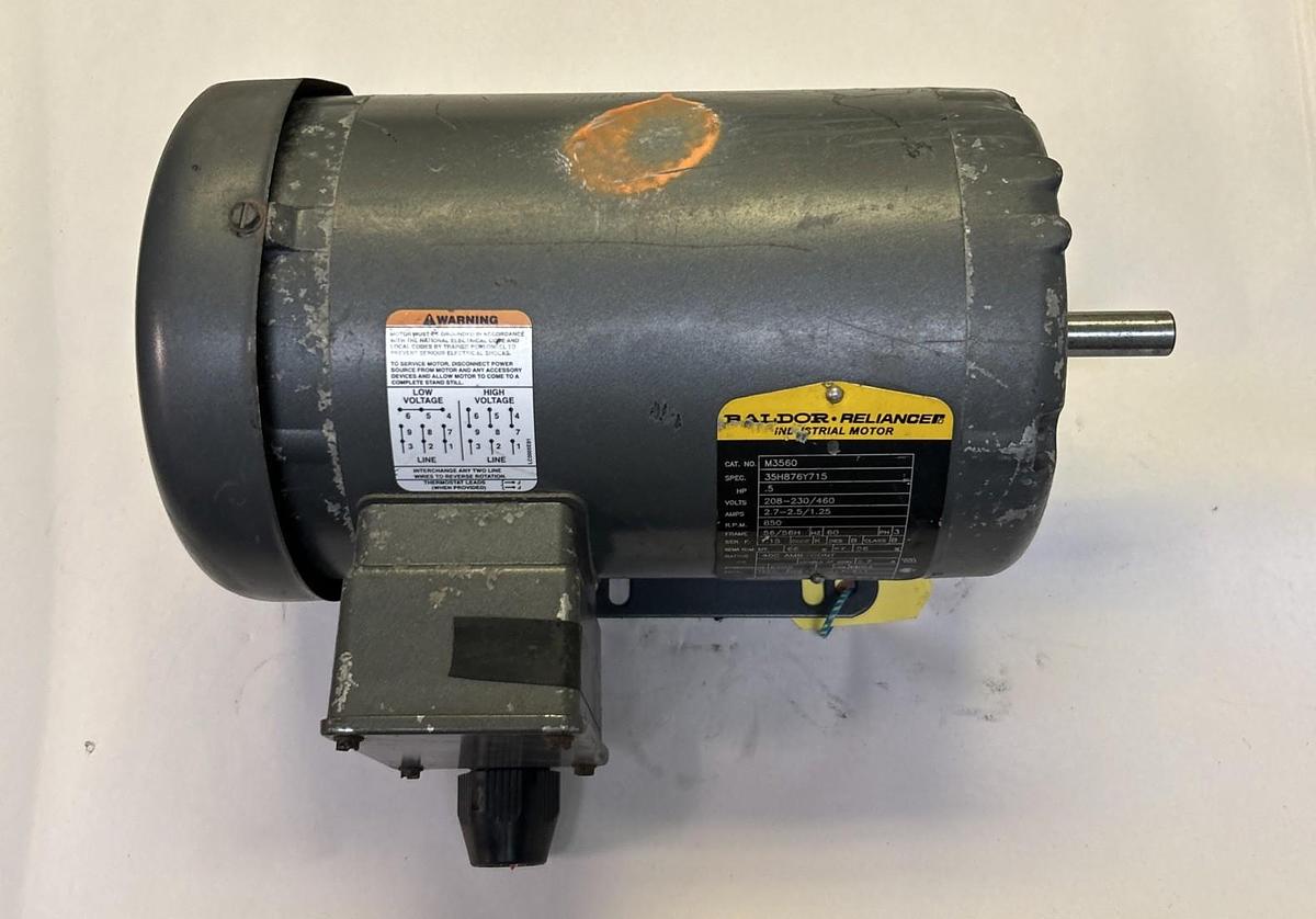 Used BALDOR,M3560,MOTOR 1/2HP 208-230/460V 850RPM 3PH 56/56H FRAME