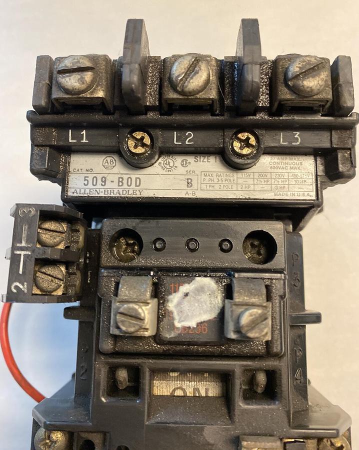 Used Allen-Bradley,509-BOD,Series B Size 1 Motor Starter 27AMP 600V 3 Pole