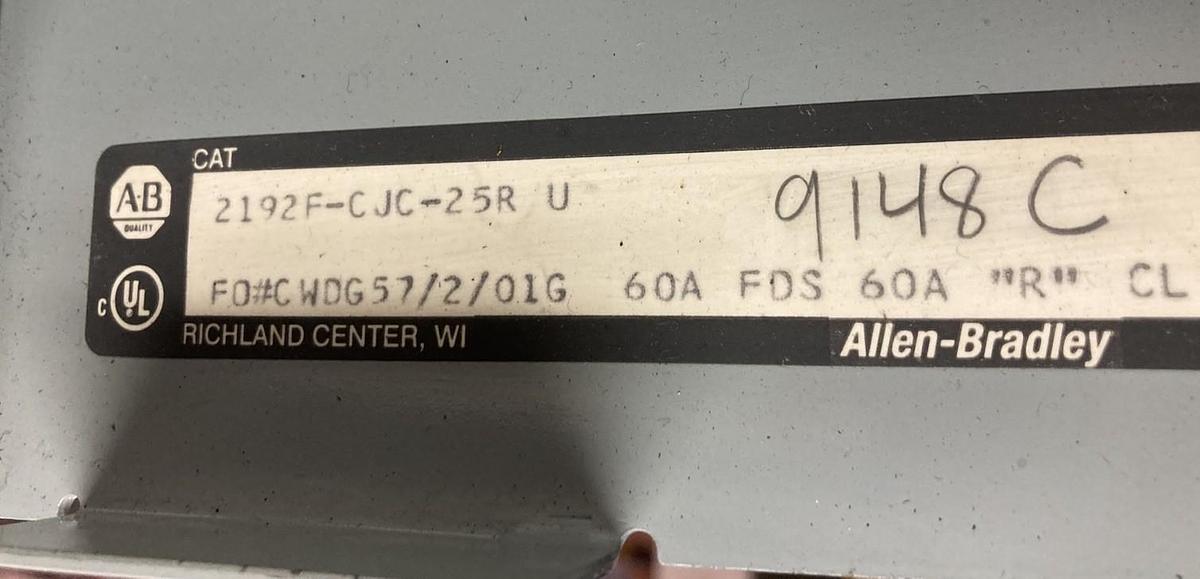 Used Allen-Bradley,2100 2192F,FUSED Disconnect MCC BUCKET 60A