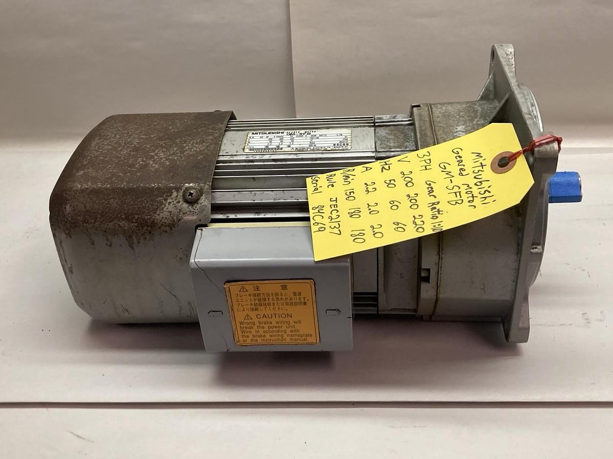 Used Mitsubishi,GM-SFB,3-Phase Geared Motor Class E 0.1KW 4P Ratio 1:10