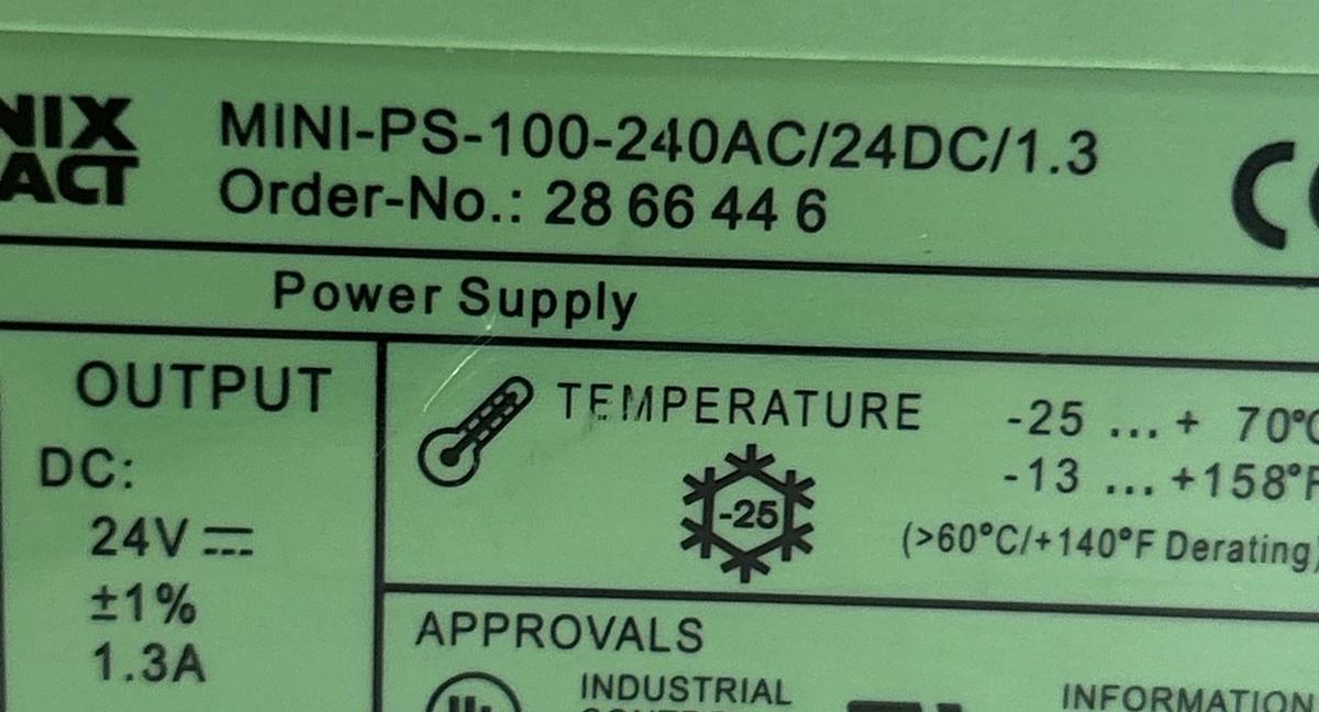 Used PHOENIX CONTACT,MINI-PS-100-240AC/24DC/1.3,POWER SUPPLY