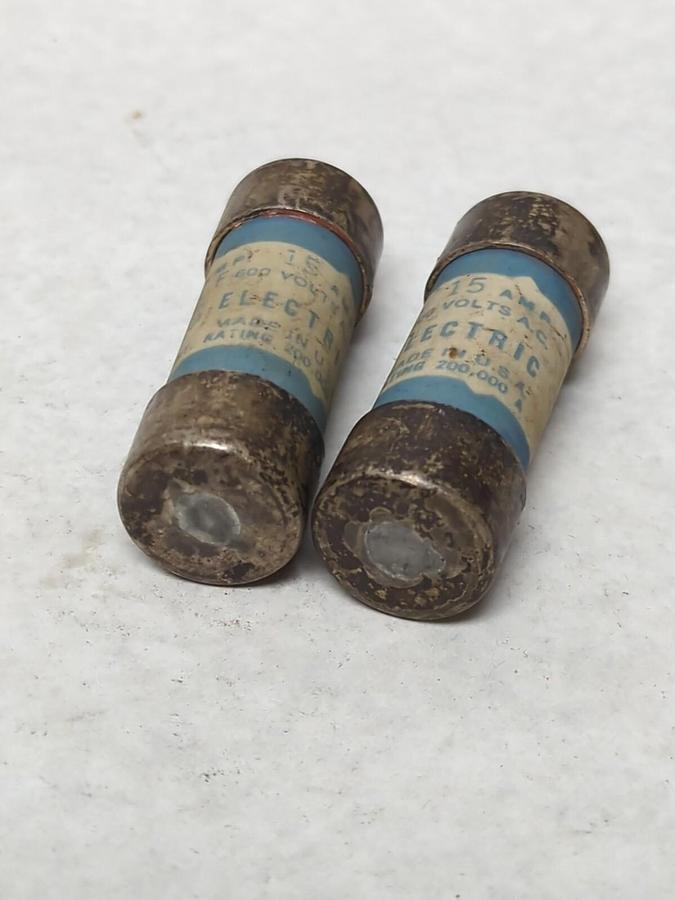 Used GENERAL ELECTRIC,GF8B15,CLASS C1 FUSE 15 AMP LOT OF 2 PRE-OWNED