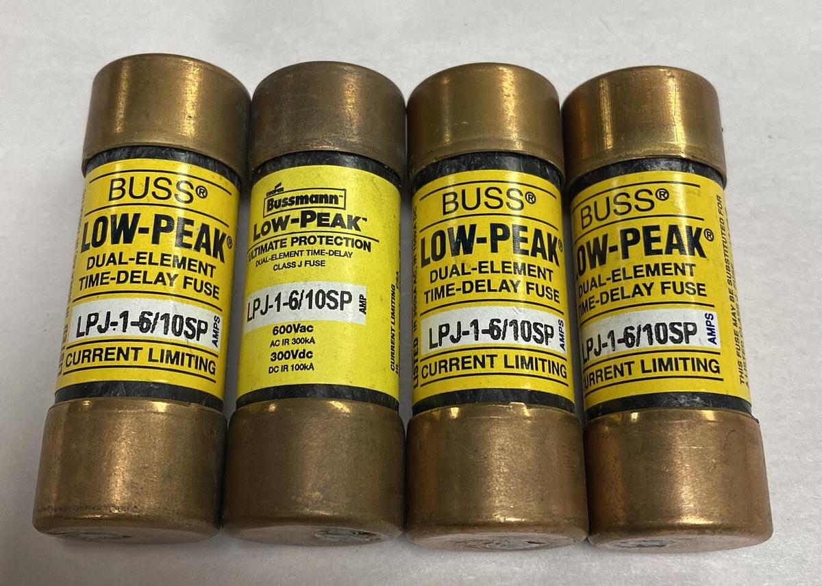 Cooper Bussmann,LPJ-1-6/10,Low-Peak Fuse Lot Of 4 NOS