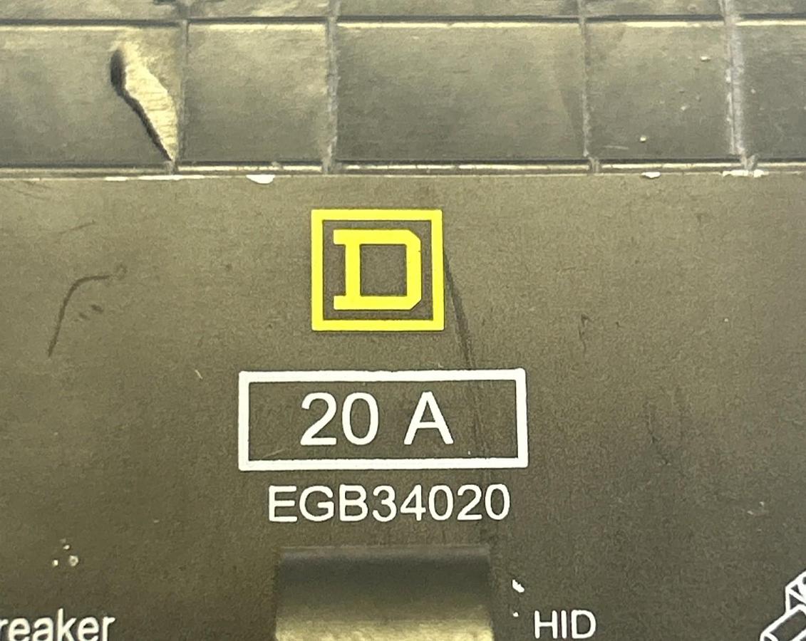 Used SQUARE D,EGB34020,CIRCUIT BREAKER 20A 277V 3P