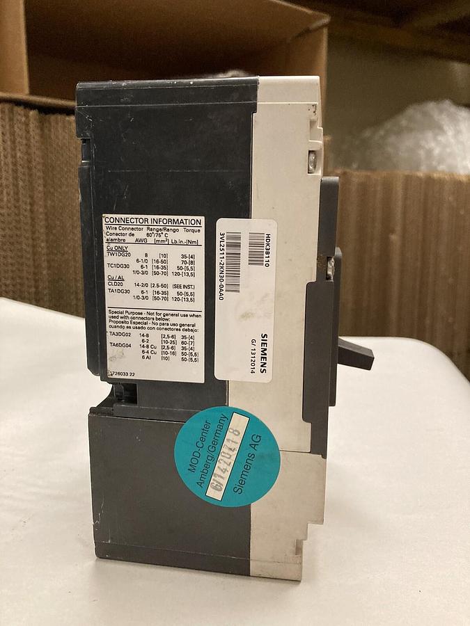 Used Siemens,HDK3B100,Circuit Breaker 110 Amp 3 Pole