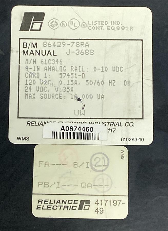 Used Reliance Electric,61C346,Analog Input Module Refurbished