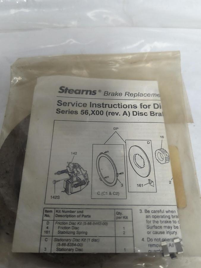 REXNORD STEARNS,5-66-8462-00,FRICTION DISC KIT-SPLINED 8-004-507-00 NOS