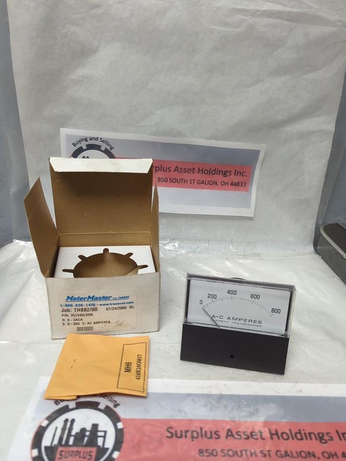 METER MASTER,251340LSSN,PANEL METER 0-800 A-C AMPERES NOS