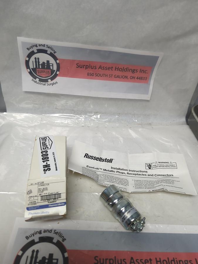 T&B RUSSELLSTOLL,8723R,MIDGET EVER-LOC CONNECTOR REV SVCE 20A 250VAC NOS