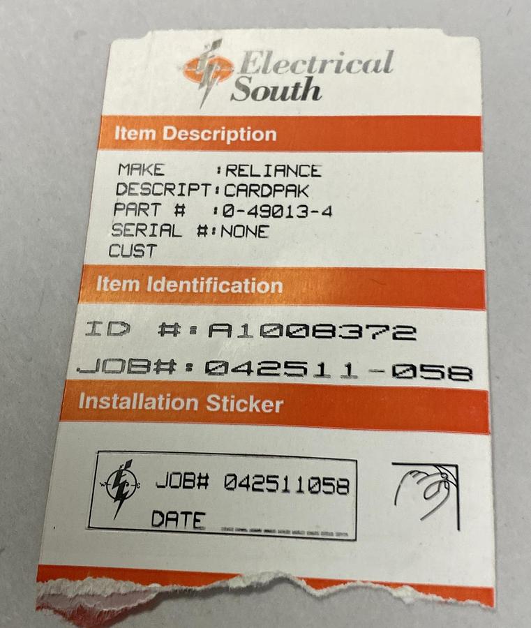 Used RELIANCE,0-49013-4,OPERATIONAL AMPLIFIER CARDPAK REFURBISHED