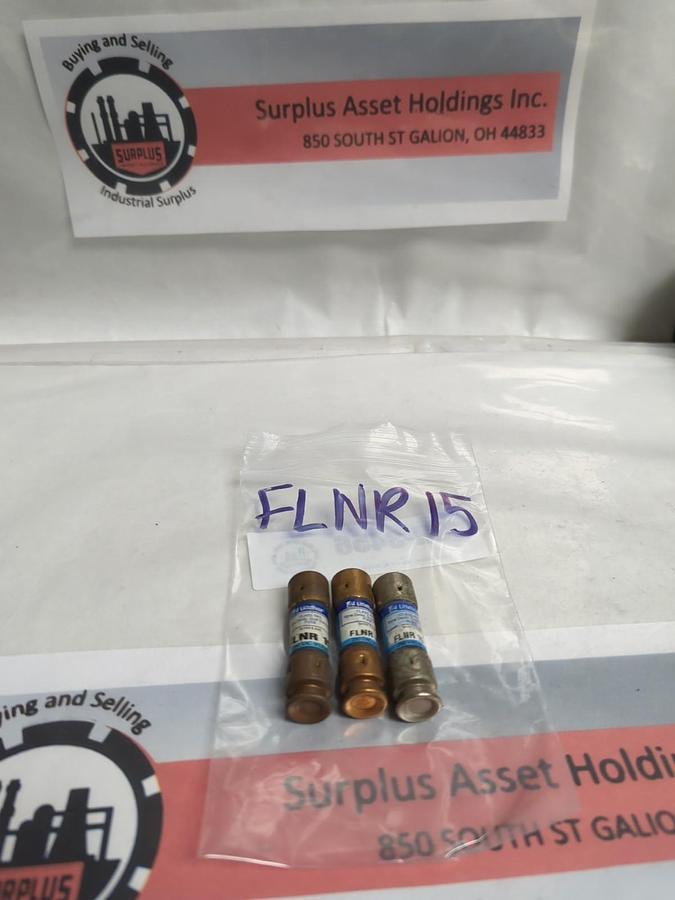 Used LITTELFUSE,FLNR15,TIME-DELAY 15 AMP FUSE LOT OF 3 PRE-OWNED