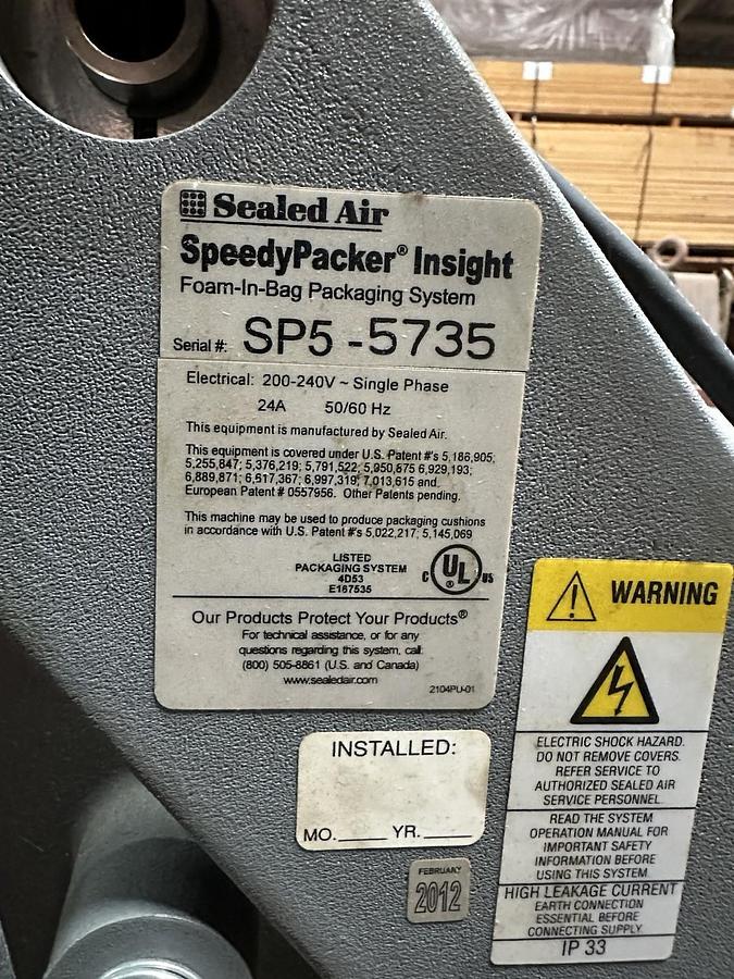 Used SpeedyPacker,Insight SP5-5735,Foam-In-Bag Packaging Machine W/Barrel Adapters