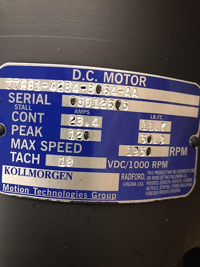 Used KollMorgen,TTRB1-4234-3064-AA,DC Servo Motor