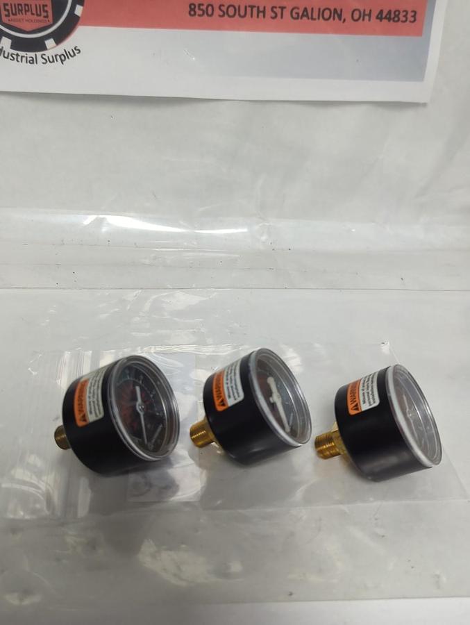 Used NORGREN,0-160,PRESSURE GAUGE 0-160PSI 0-11 BAR LOT OF 3 PRE-OWNED