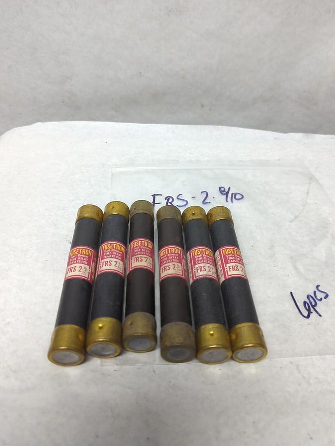 Used COOPER BUSSMANN,FRS-2-8/10,FUSETRON 2-8/10 AMP FUSE LOT OF 6 PRE-OWNED