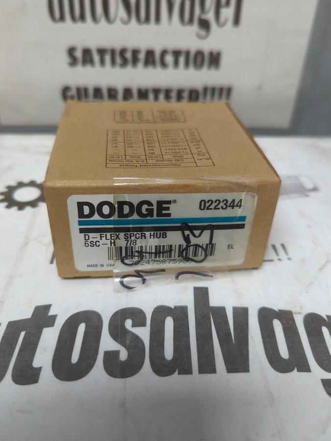 DODGE,022344,D-FLEX 6SC-H-7/8 SPACER HUB NEW SEALED BOX