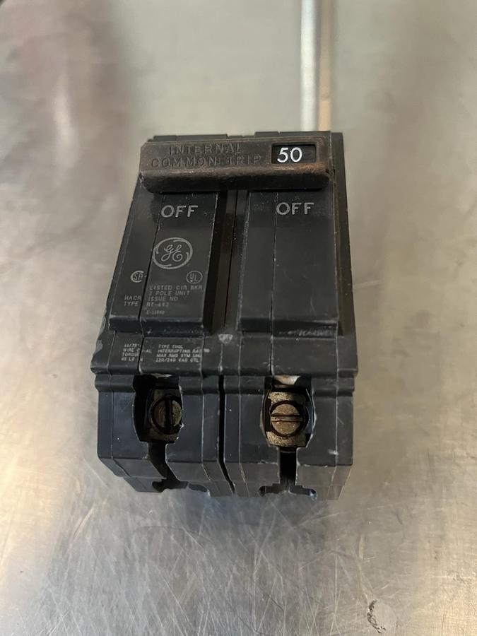Used GE,THQL2150,CIRCUIT BREAKER 50AMP 2P 120/240V