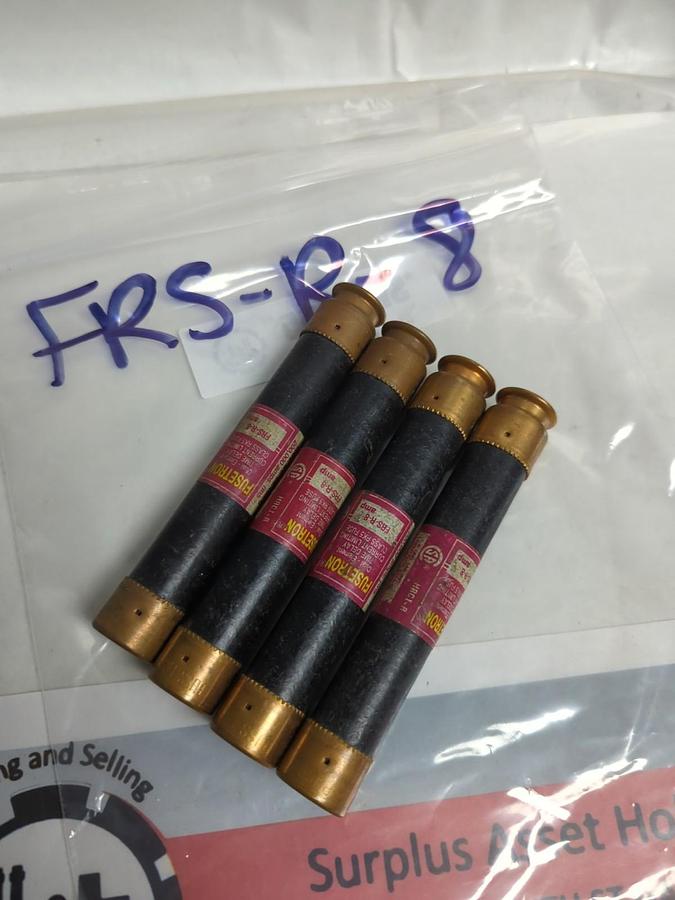 Used COOPER BUSSMANN,FRS-R-8,FUSETRON 8 AMP FUSE LOT OF 4 PRE-OWNED